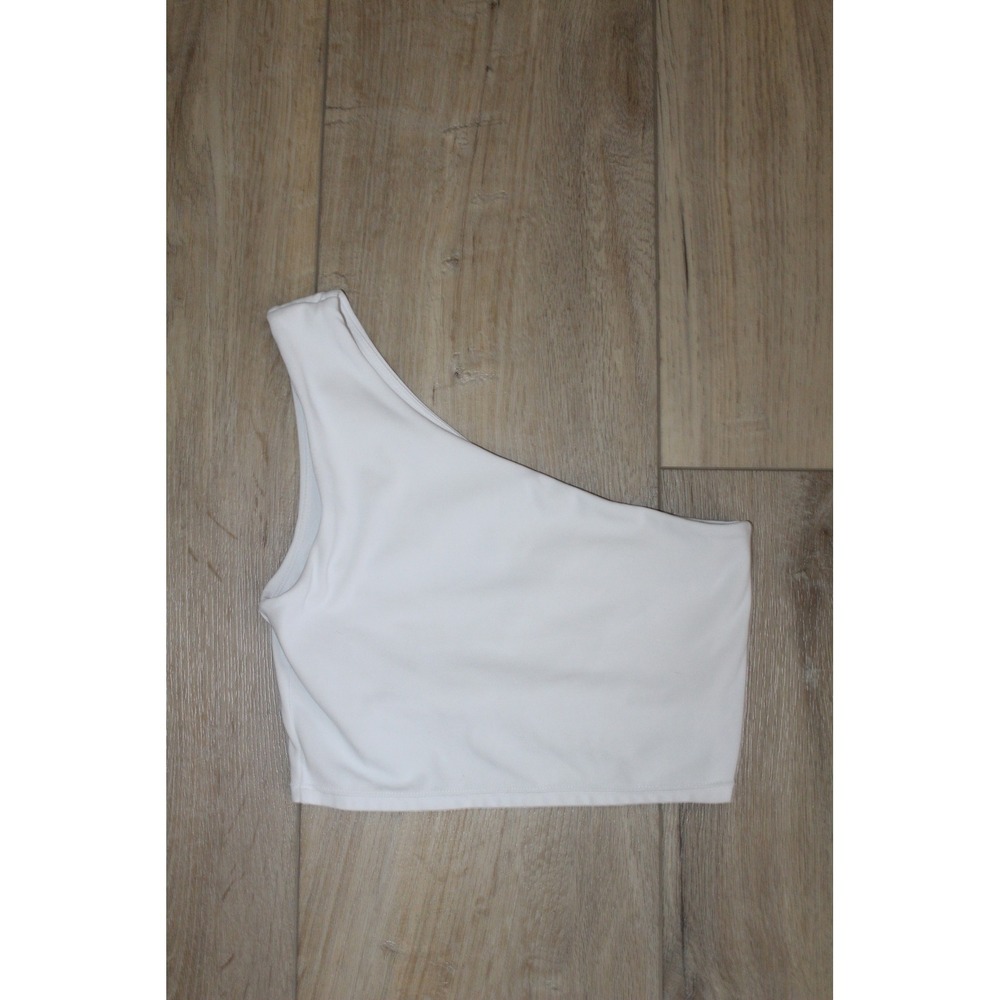 Paragon Fitwear White One Shoulder Crop Top Athletic Activewear XS